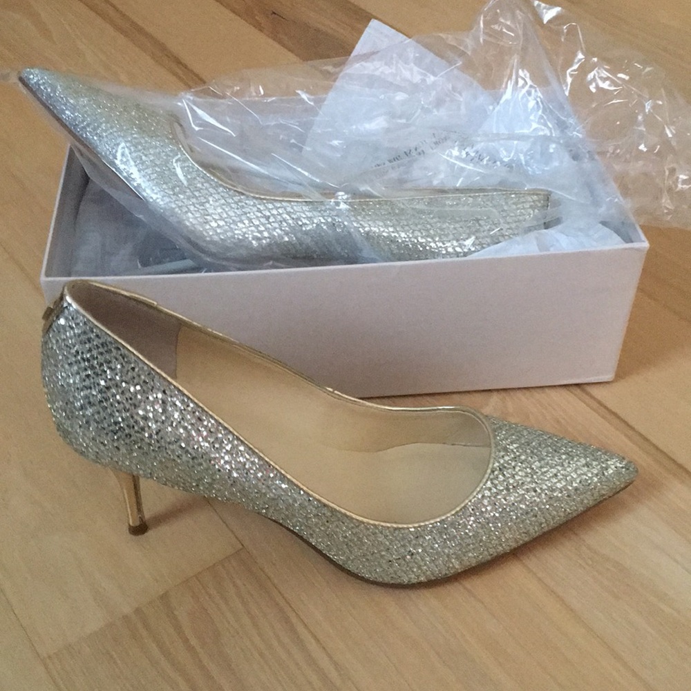 New sparkly ivanka trump 9.5 heels gold chrome